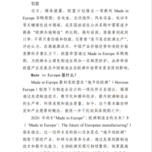 Made in Europe——欧盟绿色转型的保底一搏?
